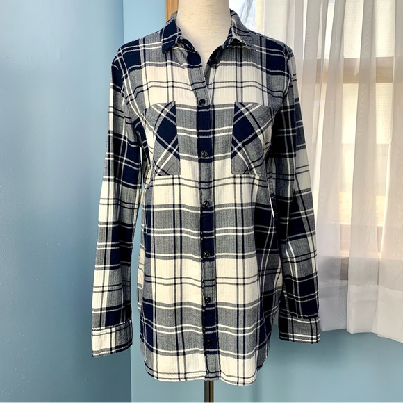 J. Crew Navy Plaid Button Down Shirt - Picture 1 of 7